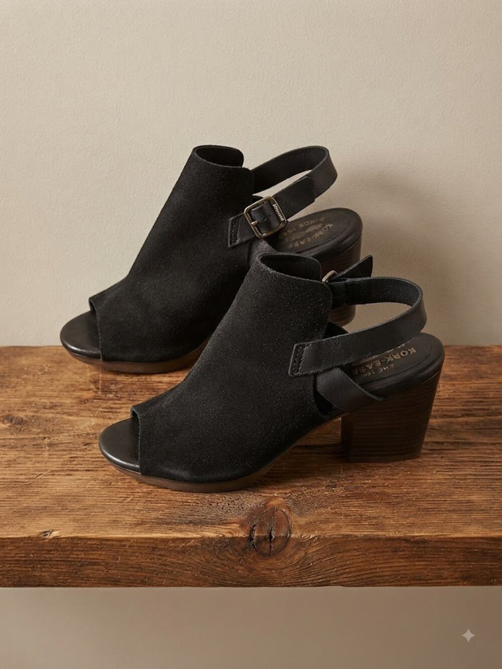 Kork-Ease "Bethany" peep-toe- -genuine black suede leather-Size 9